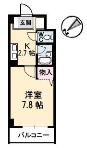 JRBハイツ横川(1K/2階)の間取り写真