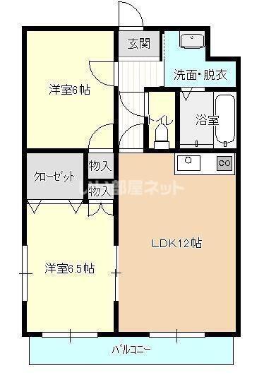 ブローテ曳馬(2LDK/1階)の間取り写真