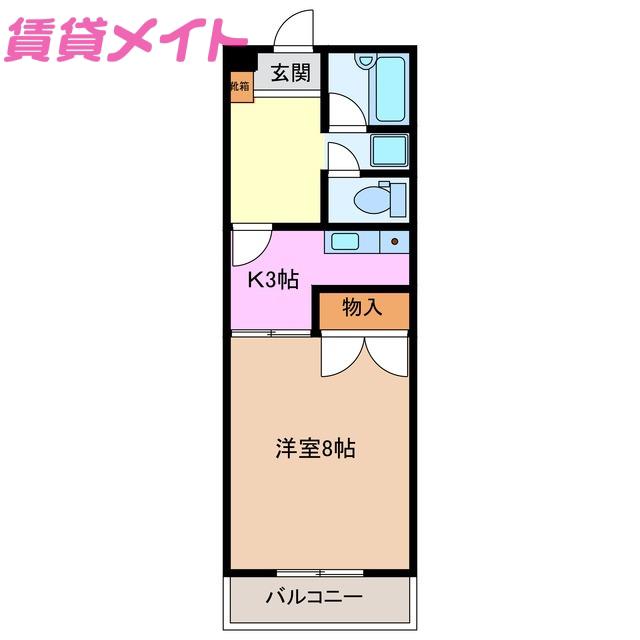 ハイマンション日永西 B棟(1K/2階)の間取り写真