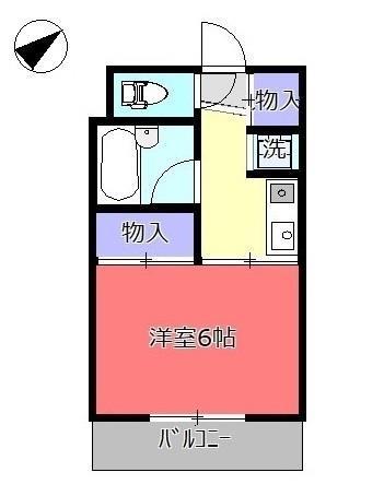 ドミール石川(1K/2階)の間取り写真