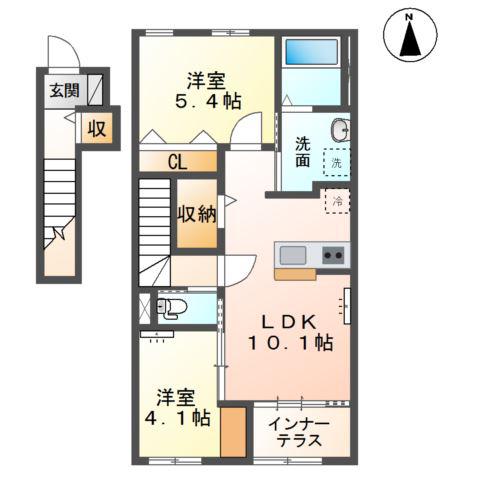グランパレスII(2LDK/2階)の間取り写真