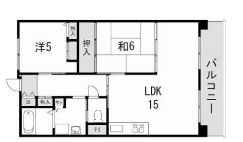 南多聞台第61号棟(2LDK/1階)の間取り写真
