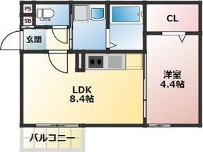ALEGRIA淡路(1LDK/3階)の間取り写真