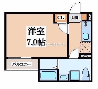 ベルテンポ(1K/2階)の間取り写真
