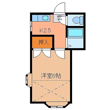 ホワイトキャッスル21番館(1K/1階)の間取り写真