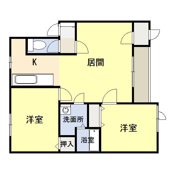 アプローズタウン8B(2LDK/2階)の間取り写真