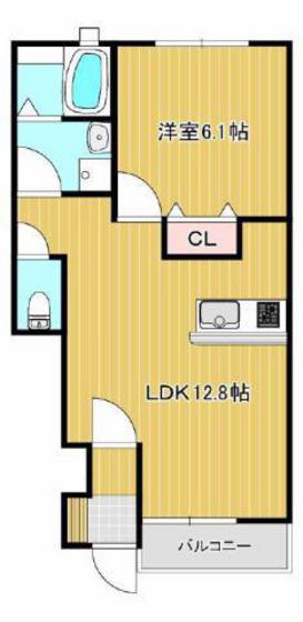 ルピナス平井(1LDK/1階)の間取り写真