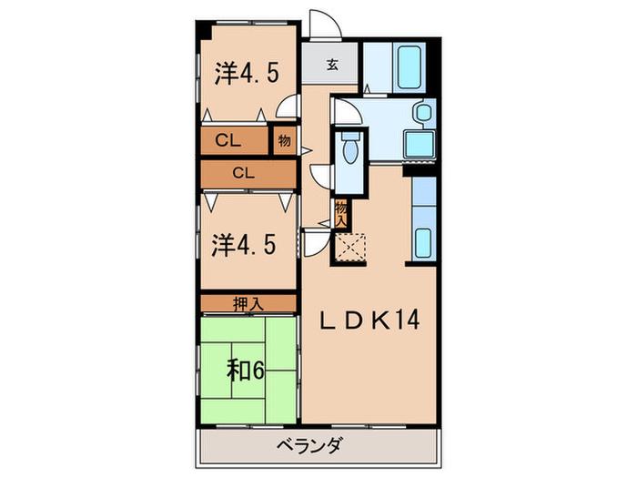 シュアリー西宮(3LDK/3階)の間取り写真