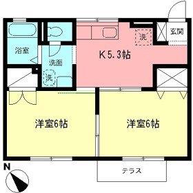 サニーハイツ(2K/1階)の間取り写真