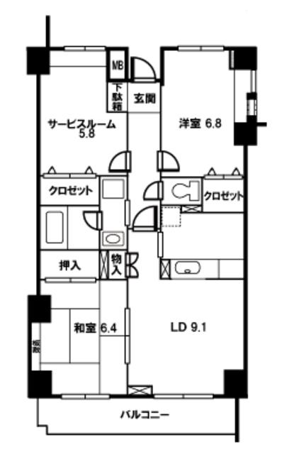 サニーヒルズ和光(2SLDK/1階)の間取り写真