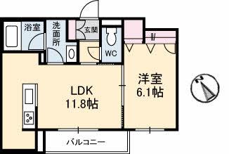 シャーメゾン エリゼ(1LDK/2階)の間取り写真