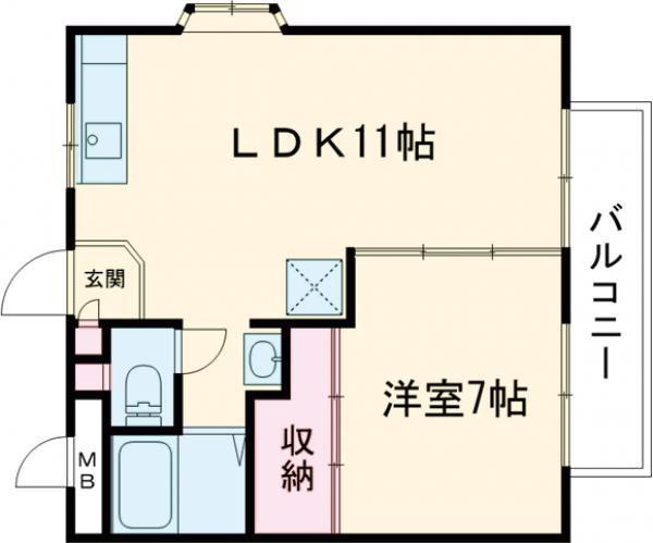 サンコーポ小町通A(1LDK/2階)の間取り写真