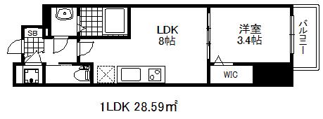セレニテ三宮(1LDK/9階)の間取り写真