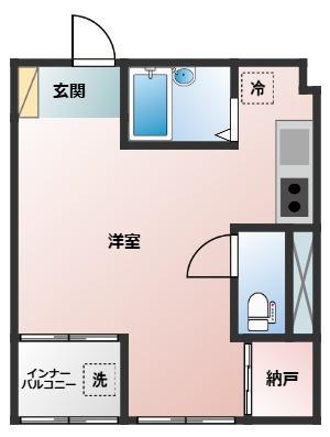 吉本ビル(ワンルーム/2階)の間取り写真