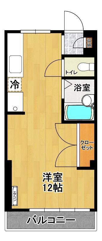 学生第一コーポ(ワンルーム/2階)の間取り写真