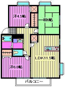 コスモヒルズ 1-5号棟(3LDK/1階)の間取り写真
