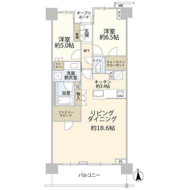 プラウド南浦和神明(2LDK/5階)の間取り写真