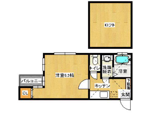 コンフォートベネフィス高宮(1K/1階)の間取り写真
