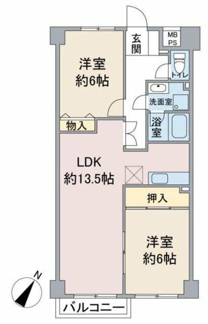 吉祥寺北町ハイム(2LDK/2階)の間取り写真