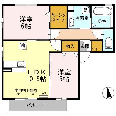 グラン・シャリオ A(2LDK/2階)の間取り写真
