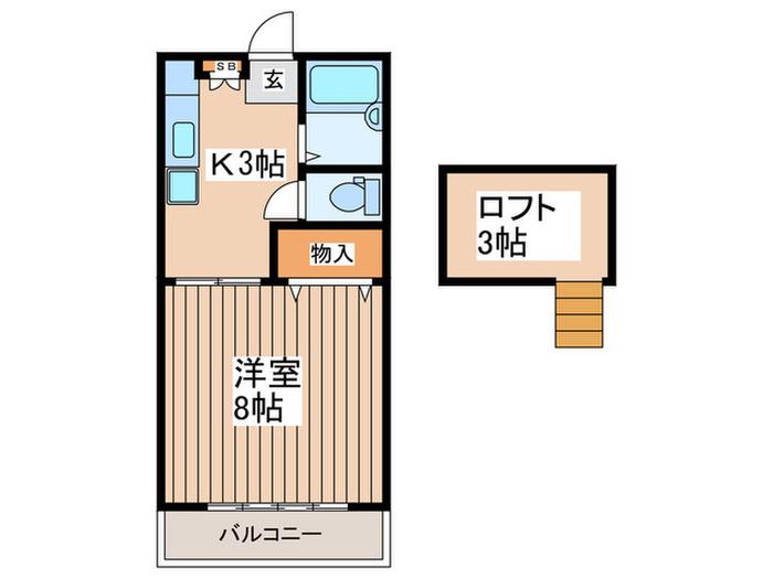 シティパルU(1K/2階)の間取り写真