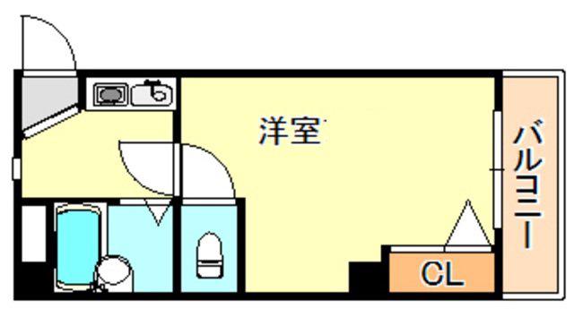 サングレイス西新町(1K/4階)の間取り写真