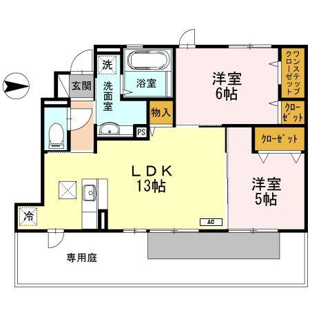グランデュオ I番館(2LDK/1階)の間取り写真