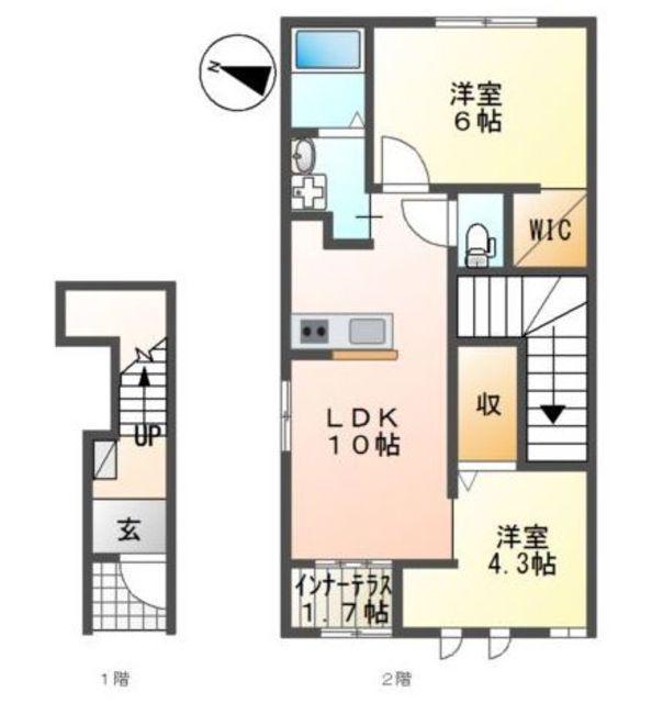 フルーリア(2LDK/2階)の間取り写真