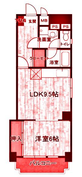 ピコ中山(1LDK/4階)の間取り写真