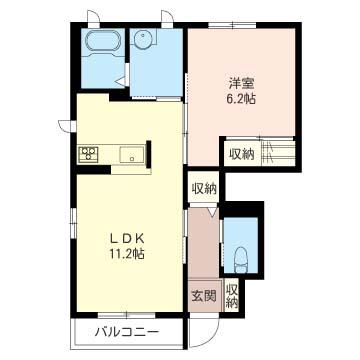 ヴィラ・アーブI(1LDK/1階)の間取り写真