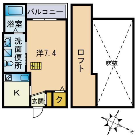 レガシィ井尻(ワンルーム/2階)の間取り写真