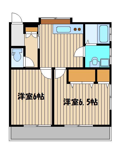 コーポ三原台1号棟(2DK/1階)の間取り写真