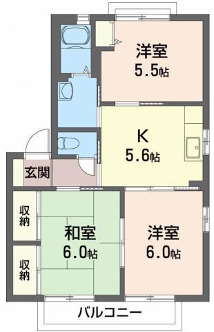 シャーメゾンI番館(3K/2階)の間取り写真
