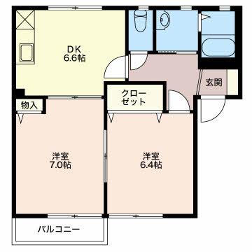 アペックス(2DK/2階)の間取り写真
