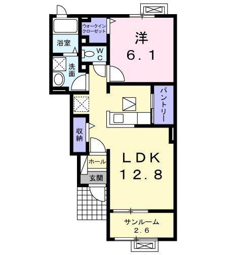 ガーデンヒルズC(1LDK/1階)の間取り写真