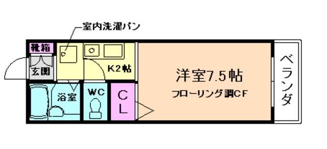 サニーコート(1K/2階)の間取り写真