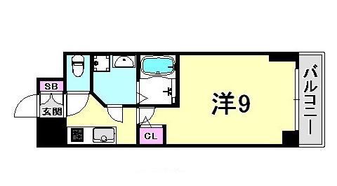 S-RESIDENCE神戸磯上通(1K/11階)の間取り写真