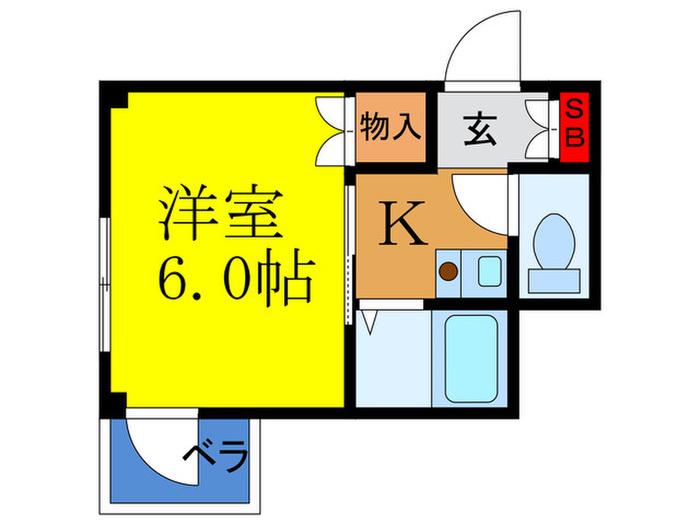 K`Sスクエア(1K/4階)の間取り写真