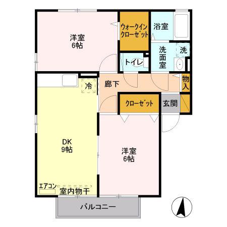 ザ・ハウス野田II(2DK/2階)の間取り写真