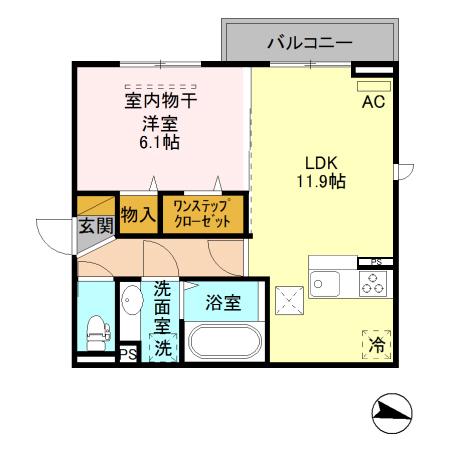 ゼフィールコパン(1LDK/1階)の間取り写真