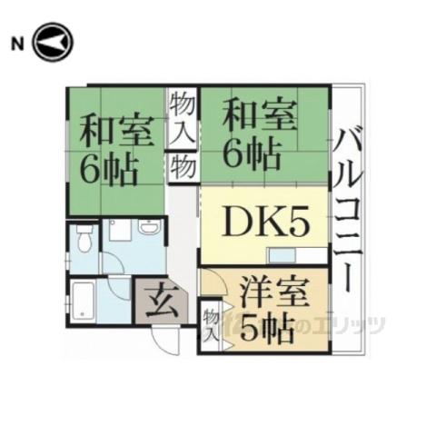 ヒルズ宝ケ池(3DK/2階)の間取り写真