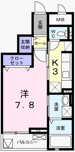 グランアウローラVIII(1K/3階)の間取り写真