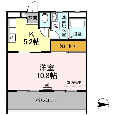 ラベンダー日向(1K/1階)の間取り写真