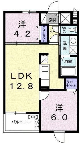 グリーンビラ郷美(2LDK/2階)の間取り写真
