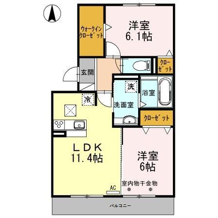 ヴィヴェンテ(2LDK/1階)の間取り写真