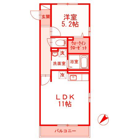 京急久里浜線 新大津駅 徒歩2分 3階建 築13年(1LDK/3階)の間取り写真