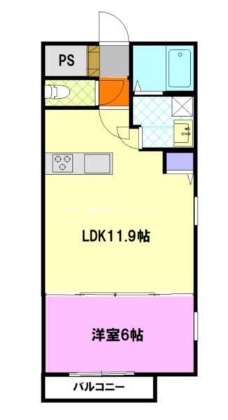 ラミューズ宮みらい(1LDK/1階)の間取り写真