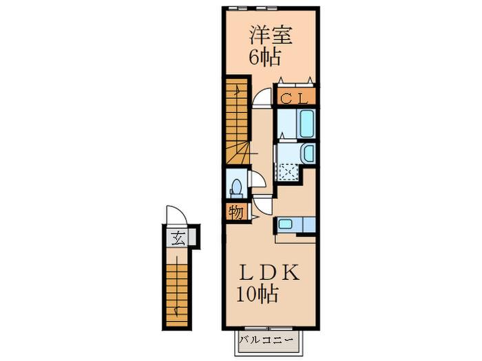 アヴェンタドール(1LDK/2階)の間取り写真