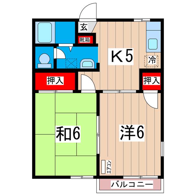 L座アパルトマント(2K/1階)の間取り写真