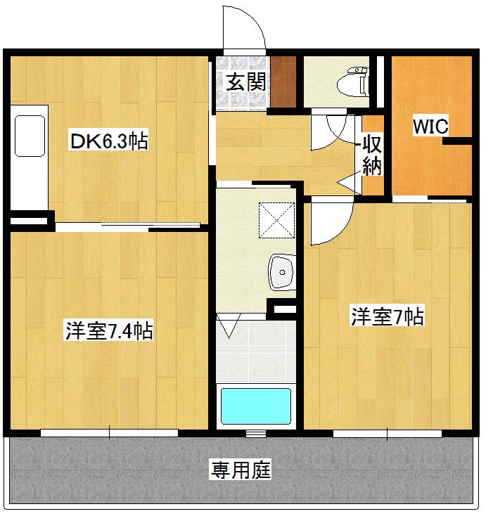 三洋タウン木屋瀬 B棟(2DK/1階)の間取り写真